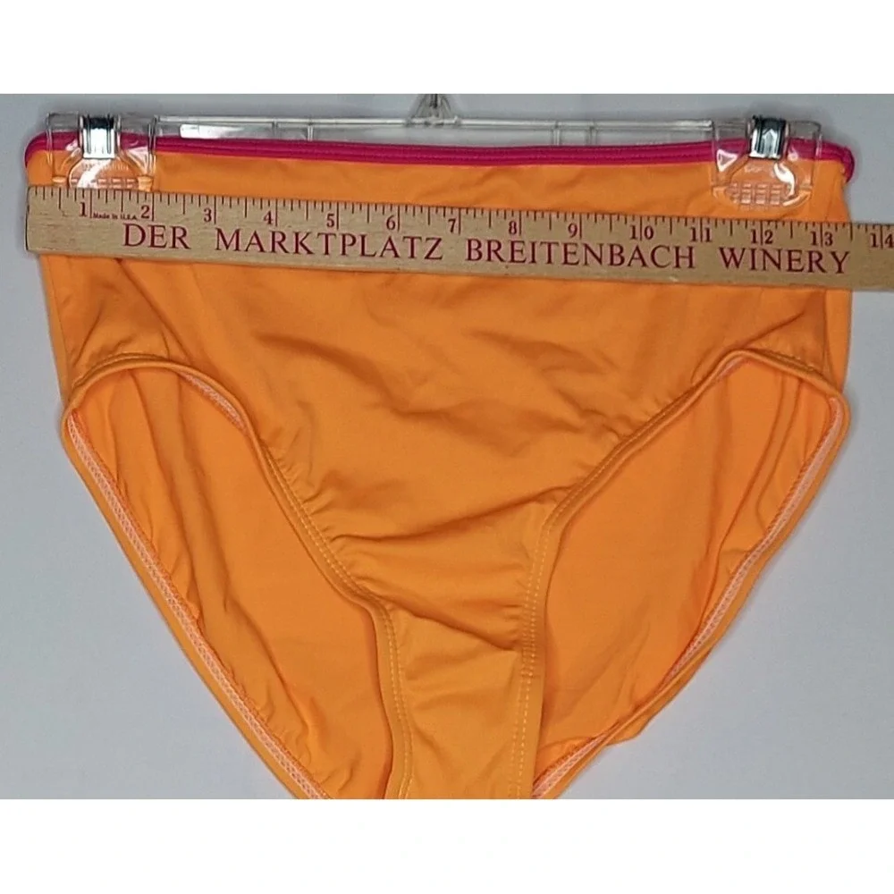 Lands End Swimsuit Girls 16 Tankini Two-Piece Set Orange Pink Stretch Scoop Neck